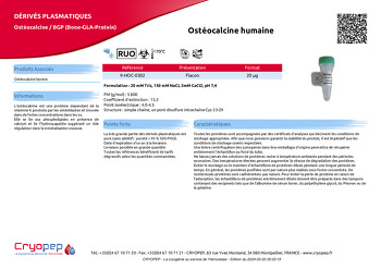 Fiche produit Ostéocalcine humaine