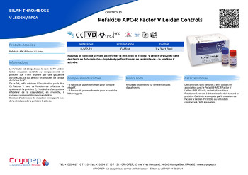 Fiche produit Pefakit® APC-R Factor V Leiden Controls