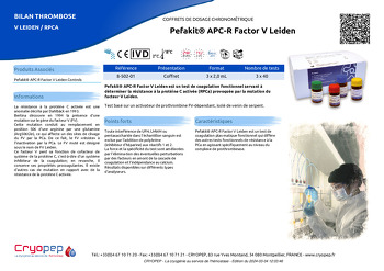 Fiche produit Pefakit® APC-R Factor V Leiden