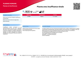 Fiche produit Plasma avec insuffisance rénale