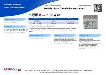 Fiche produit Pool de sérum frais de donneurs sains