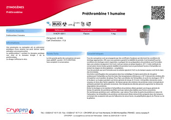 Fiche produit Préthrombine 1 humaine