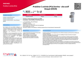 Fiche produit Protéine C activée (PCa) bovine - site actif bloqué (DEGR) 