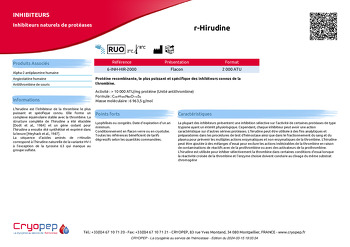 Fiche produit r-Hirudine