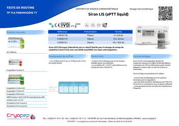 Fiche produit Siron LIS (aPTT liquid)