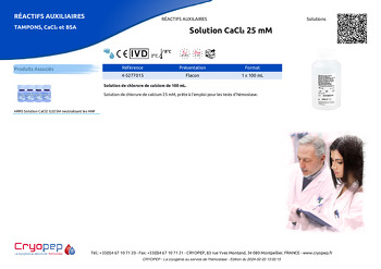 Fiche produit Solution CaCl₂ 25 mM