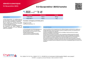 Fiche produit ß-2-Glycoprotéine I (B2GI) humaine