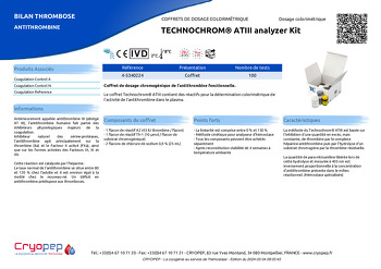 Fiche produit TECHNOCHROM® ATIII analyzer Kit