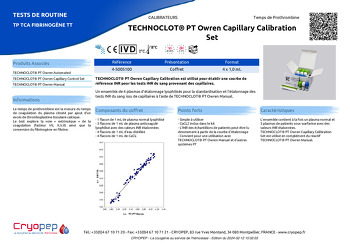Fiche produit TECHNOCLOT® PT Owren Capillary Calibration Set