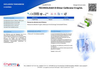 Fiche produit TECHNOLEIA® D-Dimer Calibrator 0 ng/mL