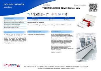 Fiche produit TECHNOLEIA® D-Dimer Control Low