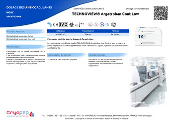 Fiche produit TECHNOVIEW® Argatroban Cont Low