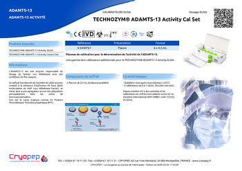 Fiche produit TECHNOZYM® ADAMTS-13 Activity Cal Set