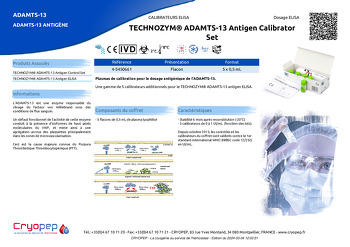 Fiche produit TECHNOZYM® ADAMTS-13 Antigen Calibrator Set