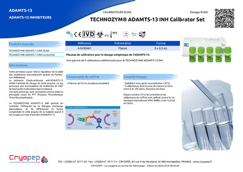 Fiche produit TECHNOZYM® ADAMTS-13 INH Calibrator Set