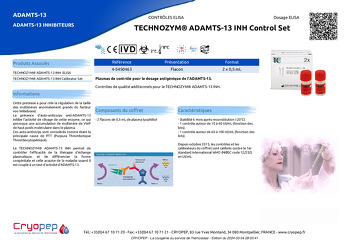 Fiche produit TECHNOZYM® ADAMTS-13 INH Control Set