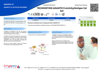 Fiche produit TECHNOZYM® ADAMTS13 Activity/Antigen Cal Set