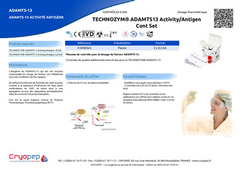 Fiche produit TECHNOZYM® ADAMTS13 Activity/Antigen Cont Set