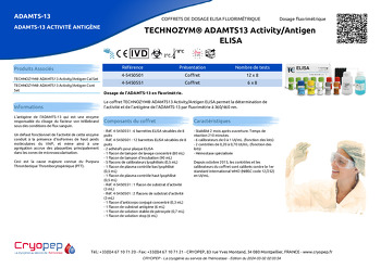 Fiche produit TECHNOZYM® ADAMTS13 Activity/Antigen  ELISA