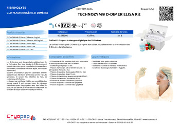 Fiche produit TECHNOZYM® D-DIMER ELISA Kit