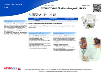 Fiche produit TECHNOZYM® Glu-Plasminogen ELISA Kit