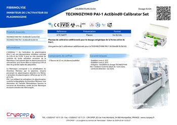 Fiche produit TECHNOZYM® PAI-1 Actibind® Calibrator Set