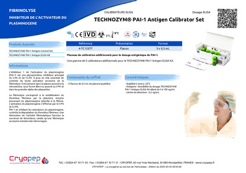 Fiche produit TECHNOZYM® PAI-1 Antigen Calibrator Set