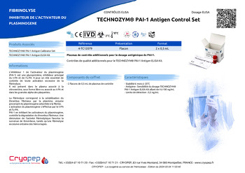 Fiche produit TECHNOZYM® PAI-1 Antigen Control Set