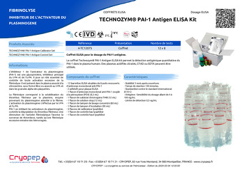 Fiche produit TECHNOZYM® PAI-1 Antigen ELISA Kit