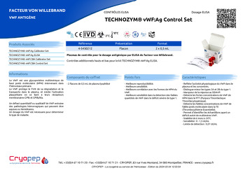 Fiche produit TECHNOZYM® vWF:Ag Control Set