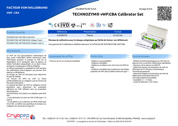 Fiche produit TECHNOZYM® vWF:CBA Calibrator Set