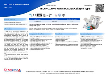 Fiche produit TECHNOZYM® vWF:CBA ELISA Collagen Type I