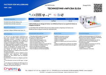 Fiche produit TECHNOZYM® vWF:CBA ELISA