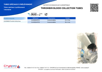 Fiche produit THROMBIN BLOOD COLLECTION TUBES