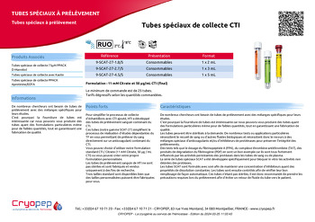 Fiche produit Tubes spéciaux de collecte CTI