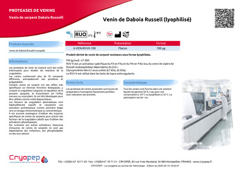 Fiche produit Venin de Daboia Russell (lyophilisé)