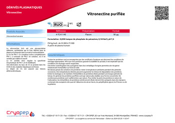 Fiche produit Vitronectine purifiée