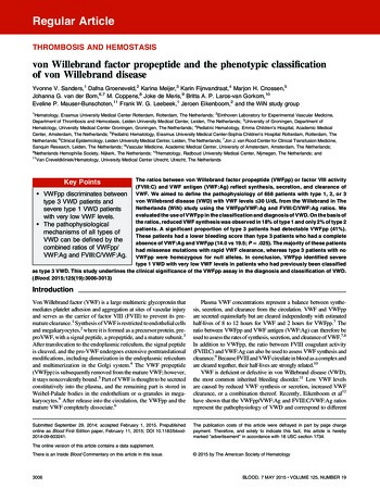 Le propeptide du VWF et la classification phénotypique de la maladie de von Willebrand