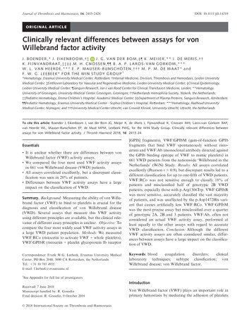 Clinically relevant differences between assays for von Willebrand factor activity