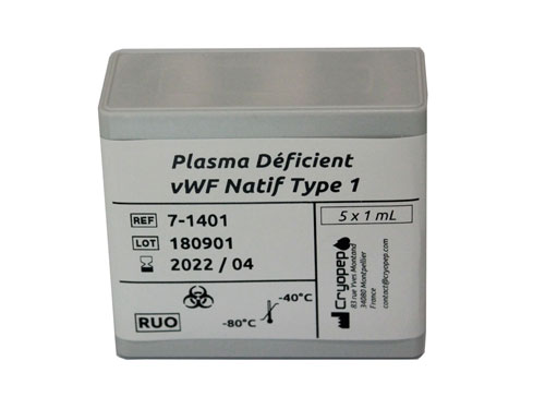 Deficient Human Plasma in Native VWF (VWD Type 1)