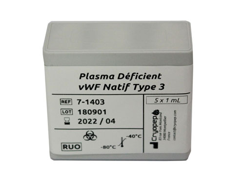 Deficient Human Plasma in Native VWF (VWD Type 3)