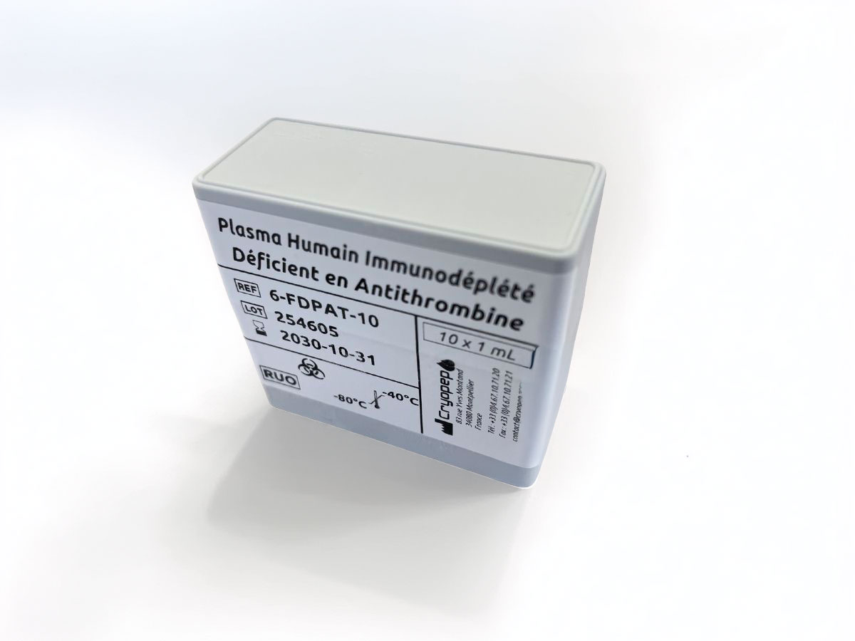 Plasma humain immunodéplété Déficient en Antithrombine