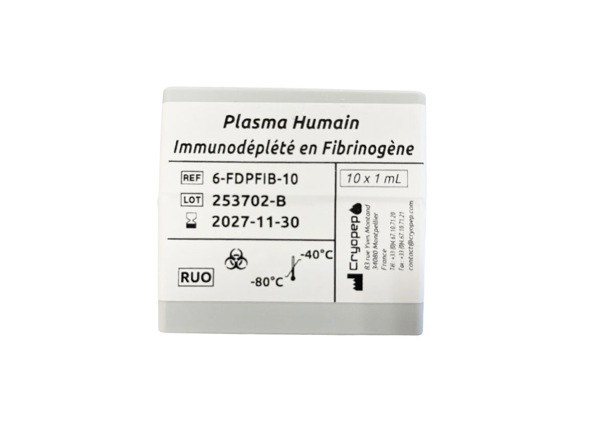 Plasma humain déficient en Fibrinogène